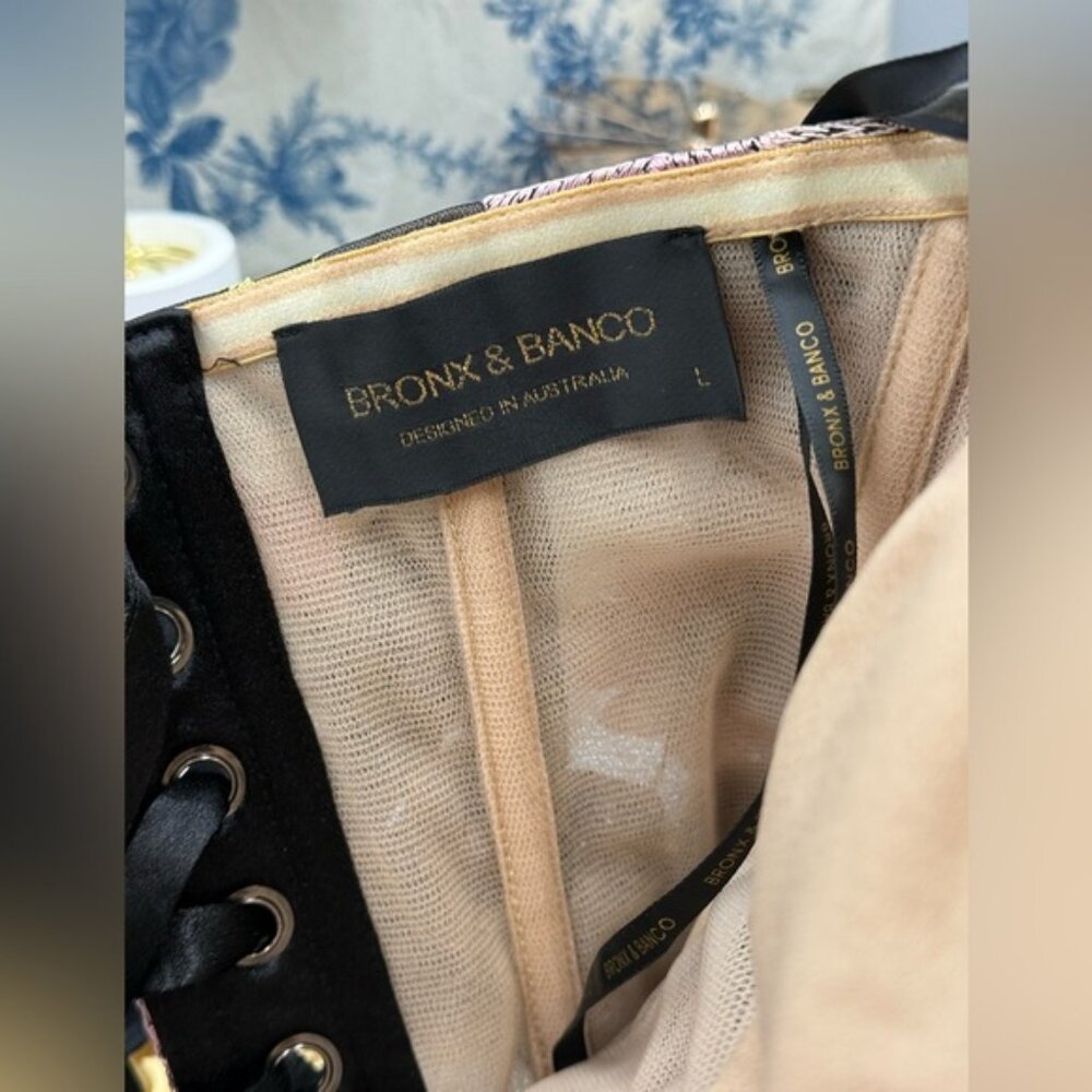 🆕 BRONX & BANCO 🧿 NWOT Jasmine Floral-Appliqued Gown, Black Multi - Sz L US 8 - Picture 14 of 16